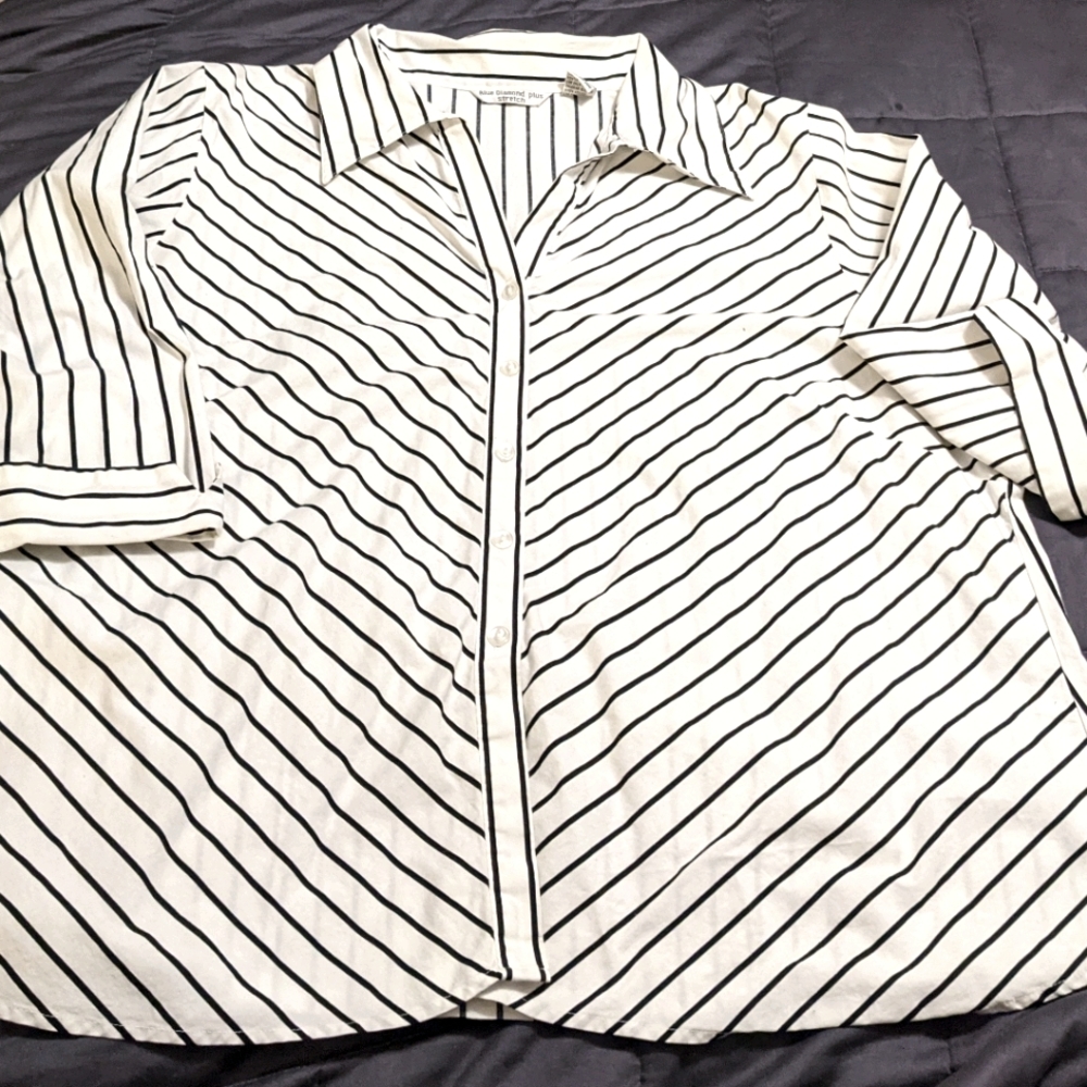 Black And White Stripe Button Down Shirt